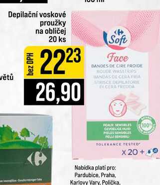 Depilační voskové proužky na obličej 20 ks