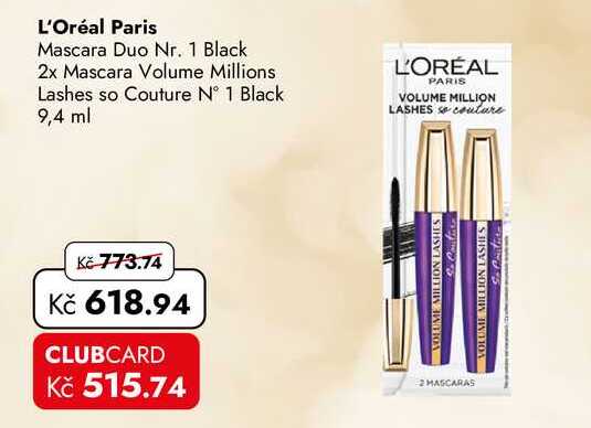 L'Oréal Paris Mascara Duo Nr. 1 Black 2x Mascara Volume Millions Lashes so Couture N° 1 Black 9,4 ml