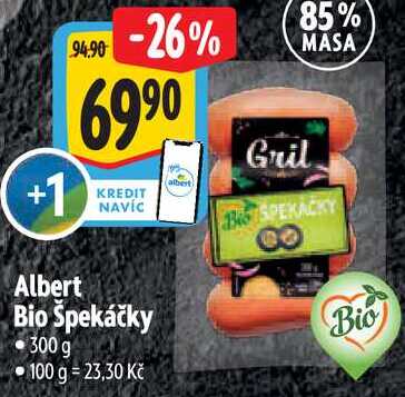 Albert Bio Špekáčky, 300 g