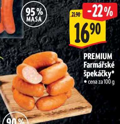 PREMIUM Farmářské špekáčky, cena za 100 g