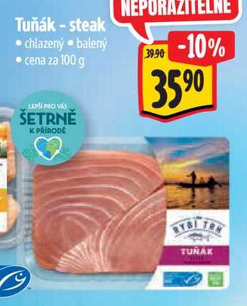Tuňák - steak, cena za 100 g 