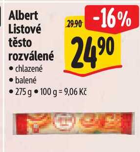 Albert Listové těsto rozválené, 275 g