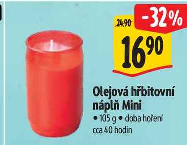 Olejová hřbitovní náplň Mini