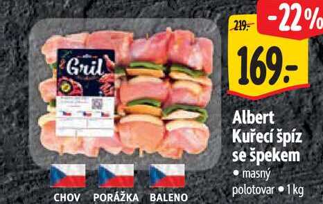   Albert Kuřecí špíz se špekem 1kg 