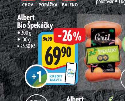 Albert Bio Špekáčky 300 g