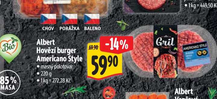  Albert Hovězí burger Americano Style  220 g