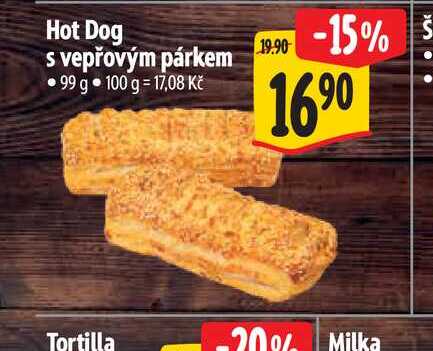 Hot Dog  s vepřovým párkem 99 g  