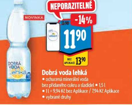 Dobrá voda lehká ochucená minerální voda bez přidaného cukru a sladidel 1,5 l
