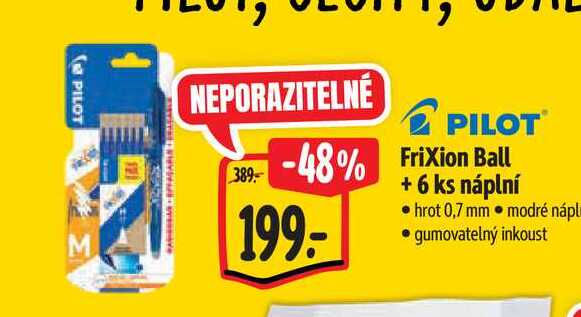 Frixion Ball + 6 ks náplní hrot 0,7 mm