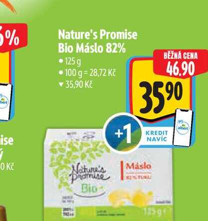 č Nature's Promise Bio Máslo 82% 125g