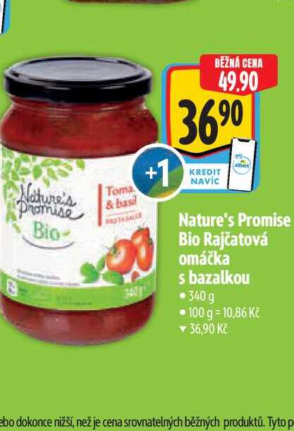  Nature's Promise Bio Rajčatová omáčka s bazalkou 340g  