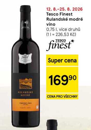 Tesco Finest Rulandské modré víno, 0,75 l, více druhů