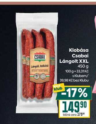 Klobása Csabai Lángolt XXL 450g