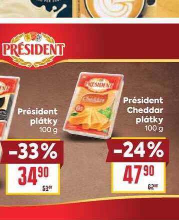 Président Cheddar plátky 100 g