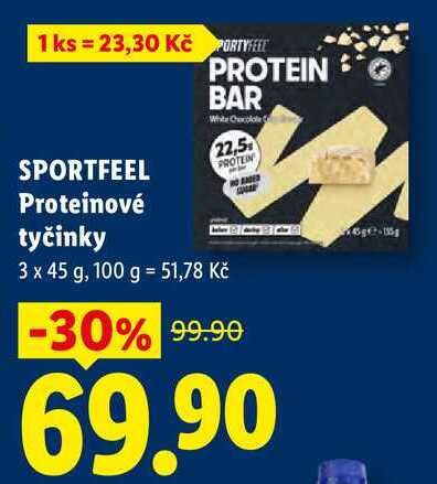 SPORTFEEL Proteinové tyčinky, 3x 45 g