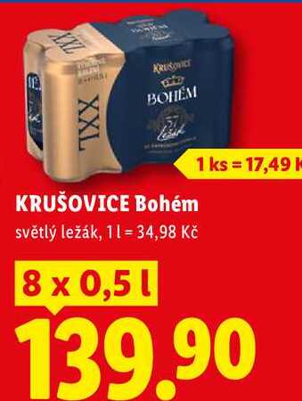 KRUŠOVICE Bohém, 8x 0,5 l