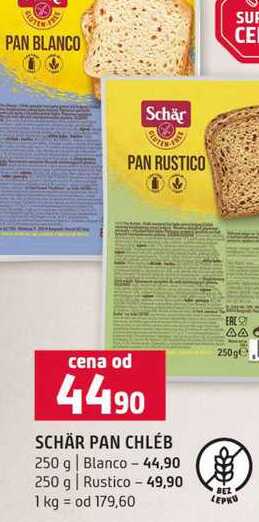 SCHÄR PAN CHLEB 250 g Blanco 250 g Rustico 