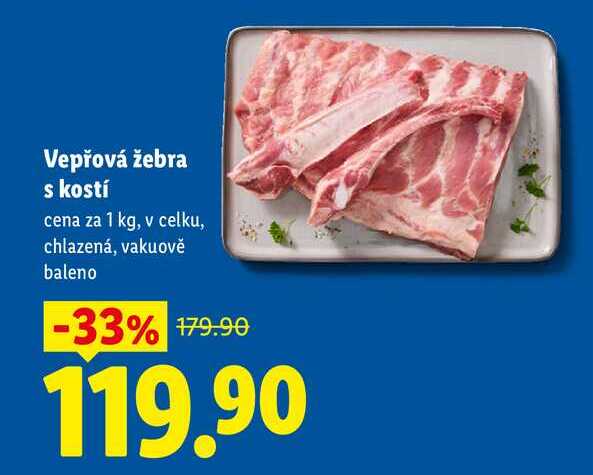 Vepřová žebra s kostí, cena za 1 kg