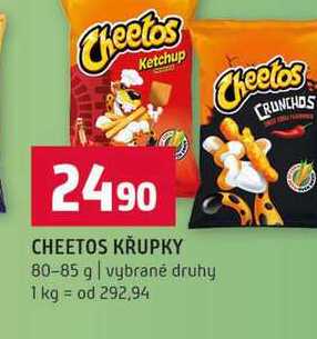 CHEETOS KRUPKY 80-85 g vybrané druhy
