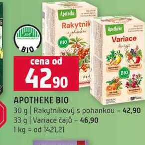 APOTHEKE BIO 30 g Rakytníkový s pohankou 33 g Variace čajů
