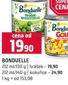 BONDUELLE 212 ml/130 g hrášek 212 ml/140 g kukuřice 