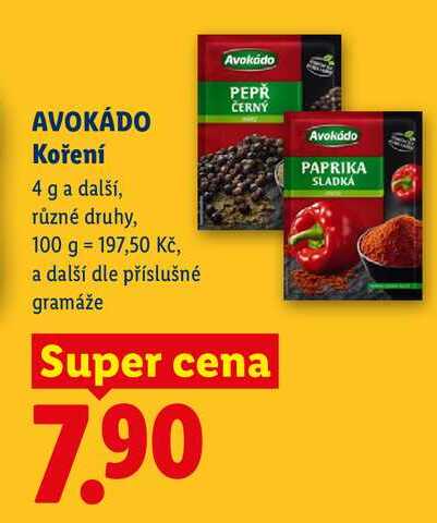 AVOKÁDO Koření, 4 g a další