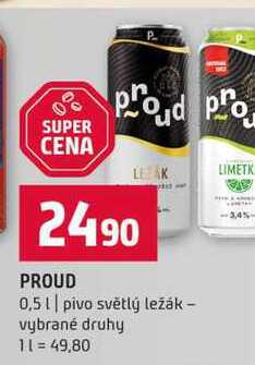PROUD 0,5l pivo světlý ležák vybrané druhy