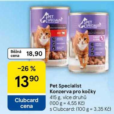 Pet Specialist Konzerva pro kočky, 415 g, více druhů  