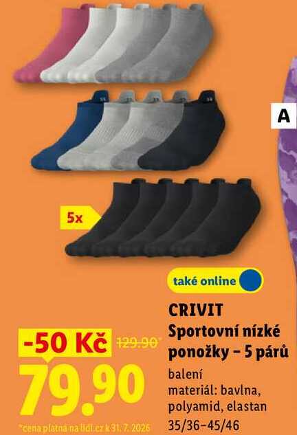 CRIVIT Sportovní nízké ponožky - 5 párů