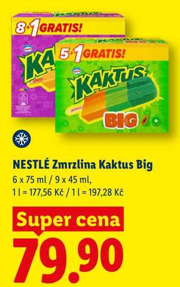 NESTLÉ Zmrzlina Kaktus Big, 6x 75 ml/9x 45 ml