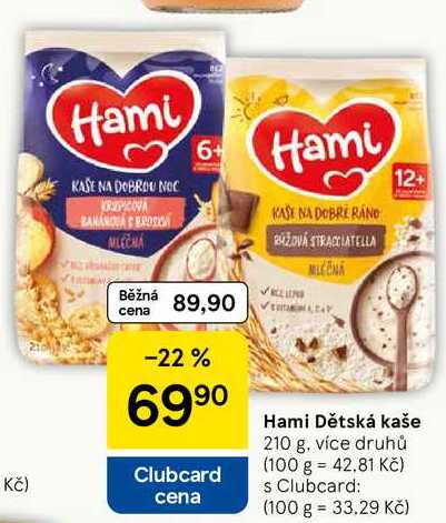 Hami Dětská kaše, 210 g, více druhů
