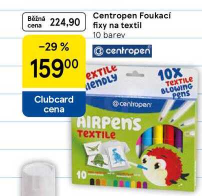 Centropen Foukací fixy na textil, 10 barev