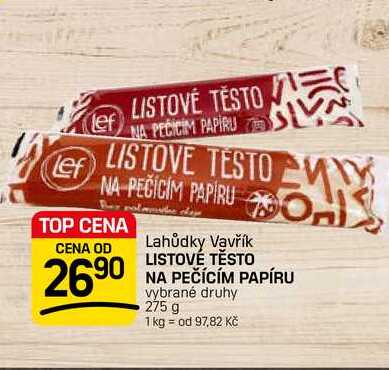 LISTOVÉ TĚSTO NA PEČÍCÍM PAPÍRU vybrané druhy 275 g 
