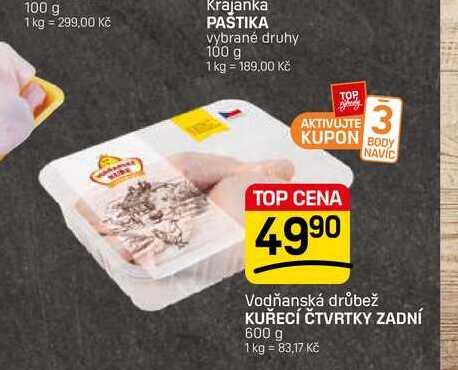 KUŘECÍ ČTVRTKY ZADNÍ 600 g