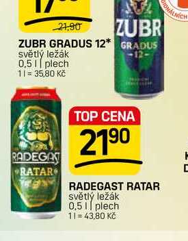 RADEGAST RATAR světlý ležák 0,51 plech