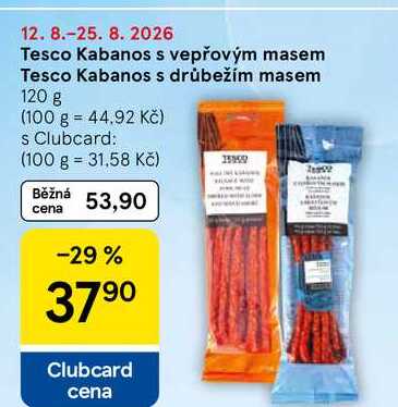 Tesco Kabanos s vepřovým masem, 120 g