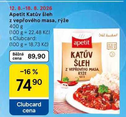 Apetit Katův šleh z vepřového masa, rýže, 400 g 