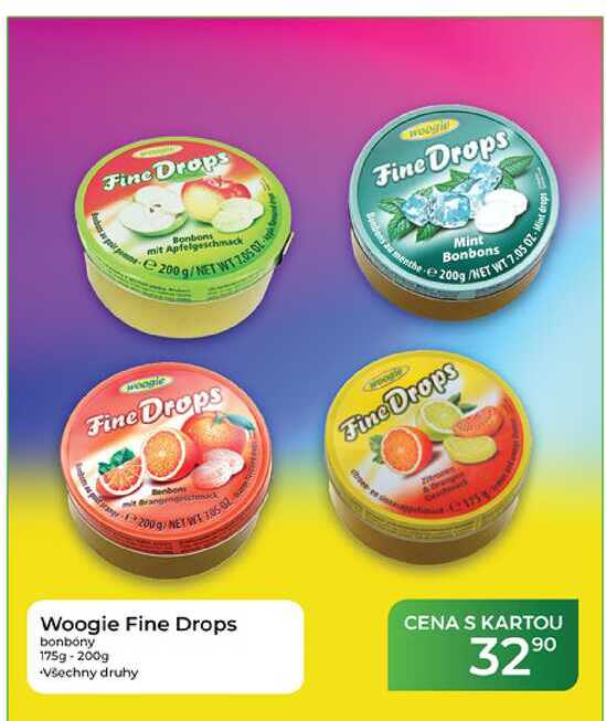Woogie Fine Drops bonbóny 175g-200g 