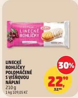 LINECKÉ ROHLÍČKY POLOMÁČENÉ S VIŠŇOVOU NÁPLNÍ, 210g 