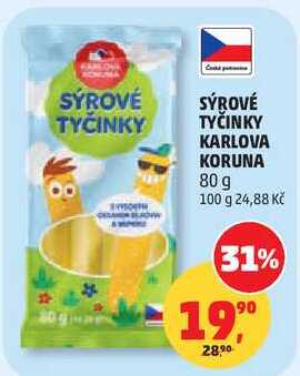 SÝROVÉ TYČINKY KARLOVA KORUNA, 80 g