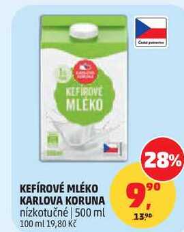 KEFÍROVÉ MLÉKO KARLOVA KORUNA nízkotučné, 500 ml