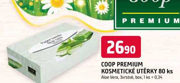 COOP PREMIUM KOSMETICKÉ UTĚRKY 80 ks Aloe Vera, 3vrstvé, box