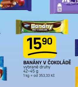 BANÁNY V ČOKOLÁDĚ vybrané druhy 42-45 g