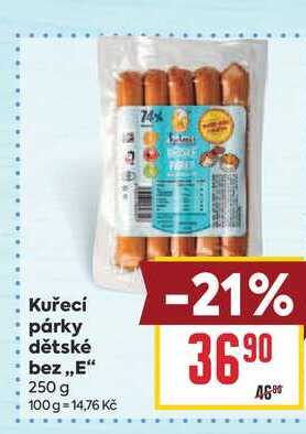 Kuřecí párky dětské bez,,E" 250 g