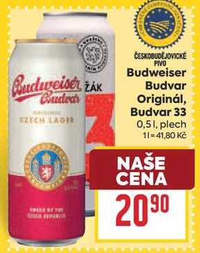 Budweiser Budvar Originál, Budvar 33 0,51, plech