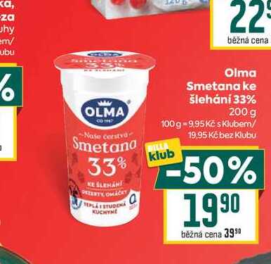 Olma Smetana ke šlehání 33% 200 g