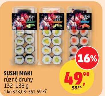 SUSHI MAKI různé druhy, 132-138 g 
