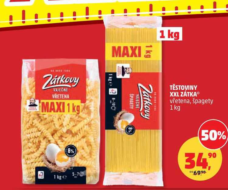 TĚSTOVINY XXL ZÁTKA vřetena, špagety, 1 kg  