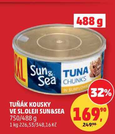 TUŇÁK KOUSKY VE SL.OLEJI SUN&SEA, 750/488 g