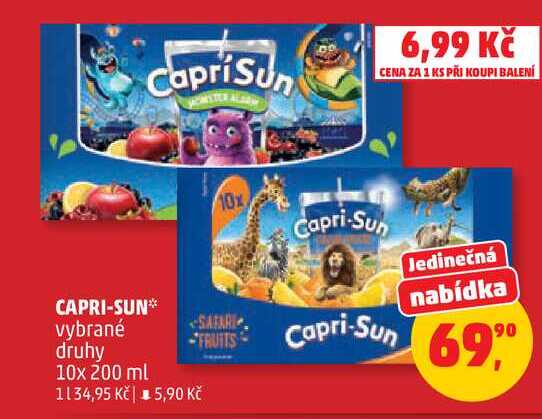 CAPRI-SUN vybrané druhy, 10 x 200 ml
